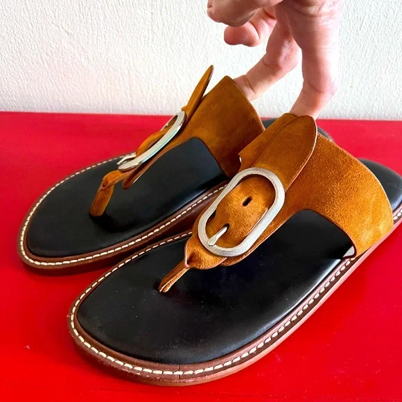 Rag & Bone Ansley brown microsuede thong sandal sz 39/9 - Picture 2 of 11